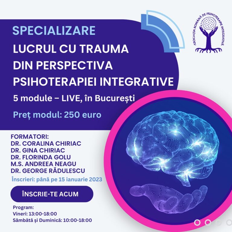Program de specializare în lucrul cu trauma din perspectiva Psihoterapiei Integrative!